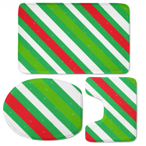 Image of Xmas Diagonal Stripes Toilet Three Pieces Set