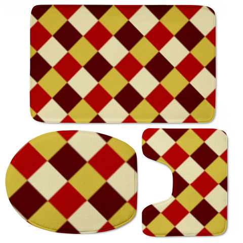 Image of Red And Yellow Checkered Toilet Three Pieces Set