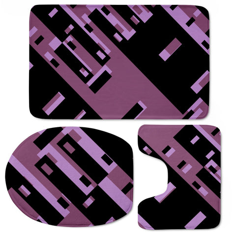 Image of Purple Dark Geometric Shapes Pattern Toilet Three Pieces Set