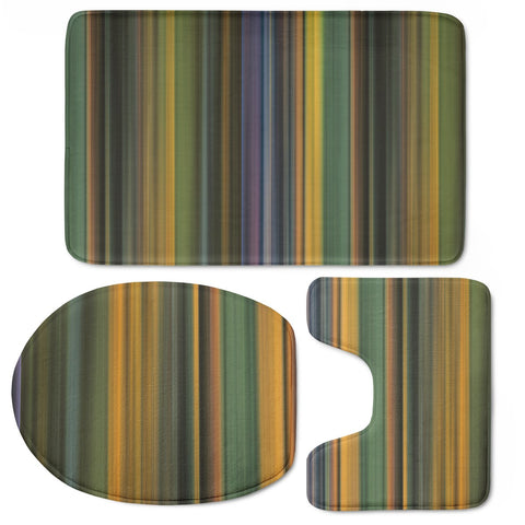 Image of Multicolored Linear Abstract Pattern Toilet Three Pieces Set