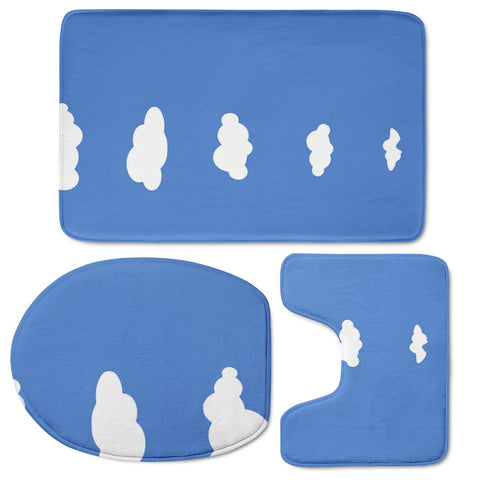 Image of White Clouds On Blue Toilet Three Pieces Set