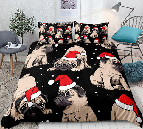 Image of Christmas Pug Bedding Set - Beddingify