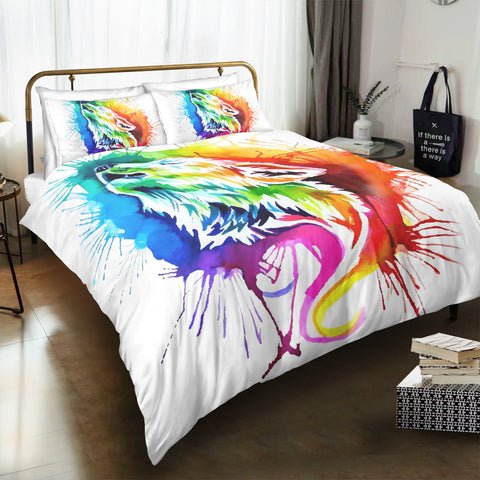 Colorful Howling Wolf Bedding Set - Beddingify