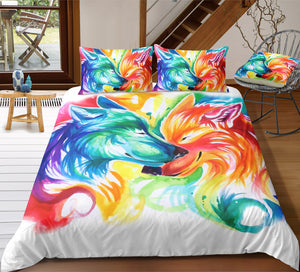 Colorful Wolves Bedding Set - Beddingify