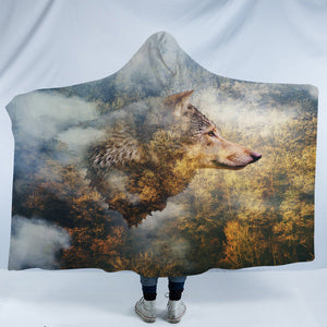 Cozy Forest Wolf SWLM3689 Hooded Blanket