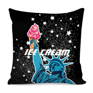 Statue Of Liberty With Ice Cream Pillow Cover