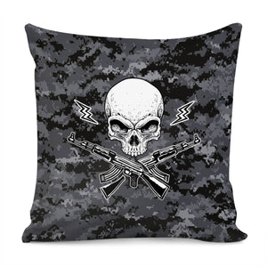Air Force Camouflage And Skull Pillow Cover
