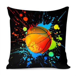 Paint Splatter Basketball Pillow Cover