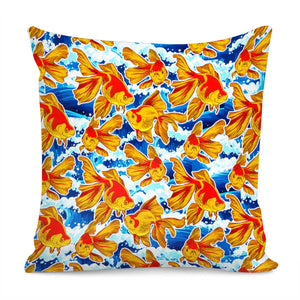 Goldfish In The Waves Pillow Cover