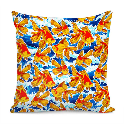 Image of Goldfish In The Waves Pillow Cover