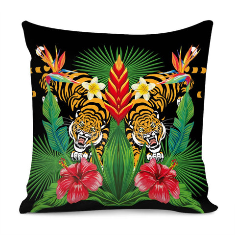 Image of Tigers In The Wild. Pillow Cover