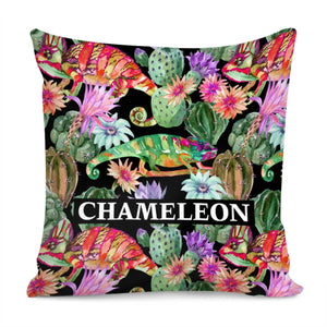 Chameleon And Cactus Pillow Cover
