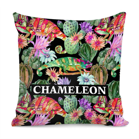 Image of Chameleon And Cactus Pillow Cover