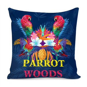 Tropical Parrots Pillow Cover