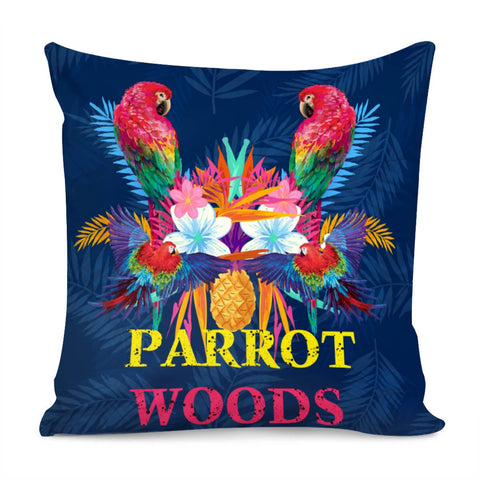 Image of Tropical Parrots Pillow Cover