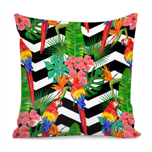 Tropical Parrots Pillow Cover