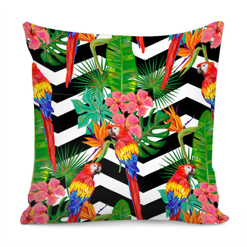 Image of Tropical Parrots Pillow Cover