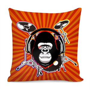 Rock Gorilla And Drums Pillow Cover