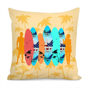 Tropical Surfboards Pillow Cover