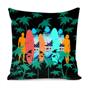 Tropical Surfboards Pillow Cover