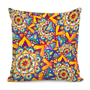 Retro Mandala Flowers Pillow Cover