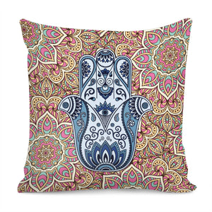 Hamsa Hand Mandala Pillow Cover