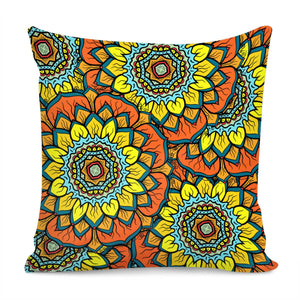 Overlapped Mandala Flower Design Pillow Cover