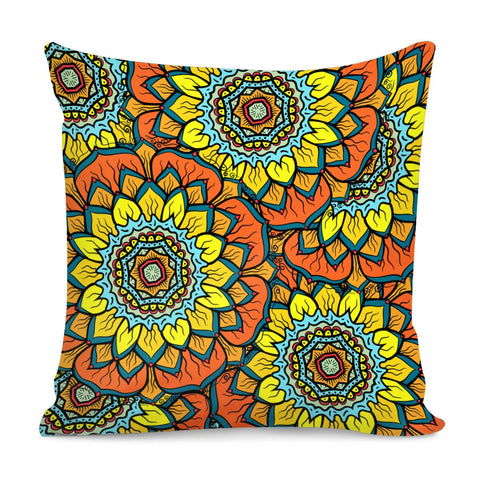 Image of Overlapped Mandala Flower Design Pillow Cover