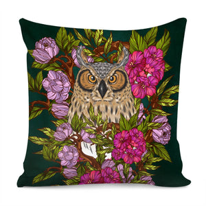 Owl & Flowers Pillow Cover