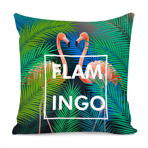 Image of Tropical Flamingos Pillow Cover