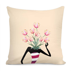 Tulip Girl Pillow Cover