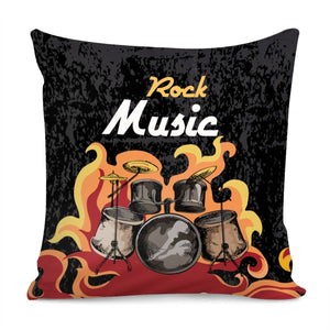 Drum Kit And The Skull Design Pillow Cover