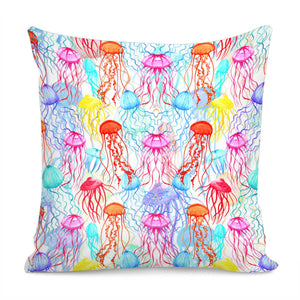 Ethereal Colorful Jellyfishes Pillow Cover