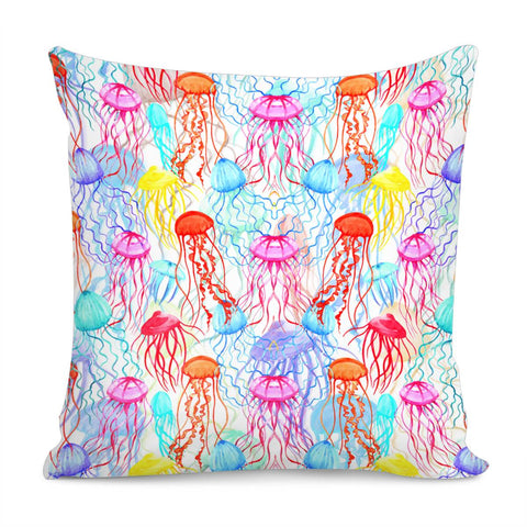 Image of Ethereal Colorful Jellyfishes Pillow Cover