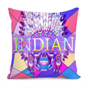 Indian Lady Skull Pillow Cover