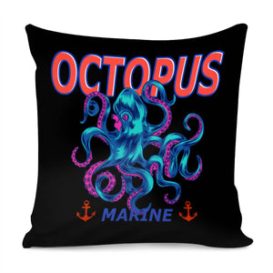 Glowing Blue Octopus Pillow Cover