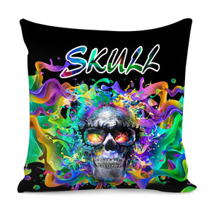 Watercolor Skull Pillow Cover