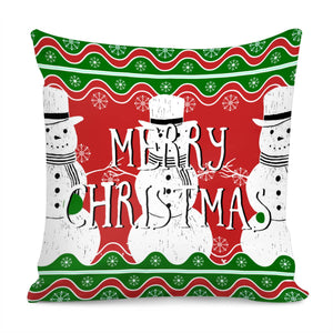 Three Christmas Snowmen Pillow Cover