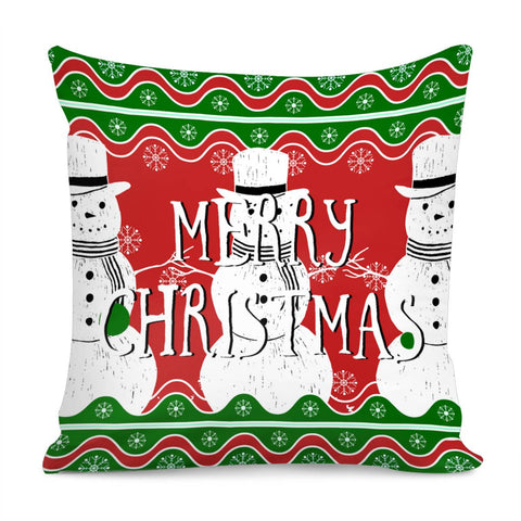 Image of Three Christmas Snowmen Pillow Cover