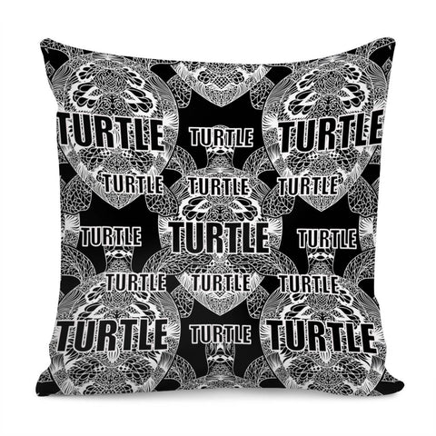 Image of Turtleblack And White Line Drawing Turtle Design Pillow Cover