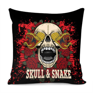 Skull And Snake Pillow Cover