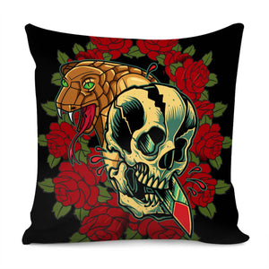 Skull And Snake Pillow Cover