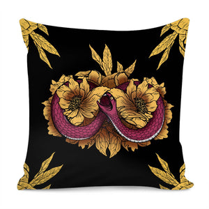 Snake And Flowers Pillow Cover