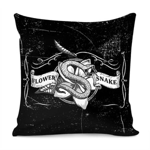 Snake And Flowers Pillow Cover