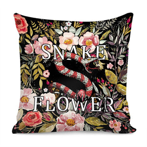 Snake And Flowers Pillow Cover