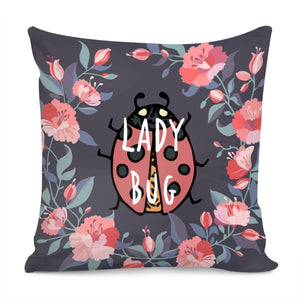 Ladybugs And Flowers Pillow Cover