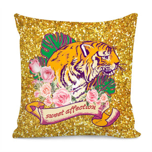 Tiger And Rose Pillow Cover