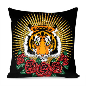 Tiger And Rose Pillow Cover