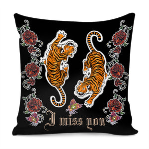 Tiger And Rose Pillow Cover