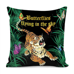 Tiger And Butterfly Pillow Cover
